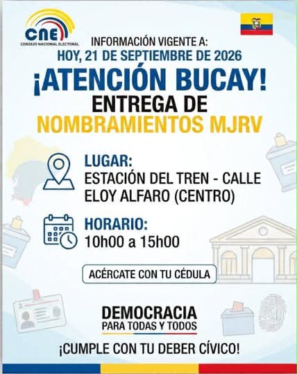 Entrega de nombramientos para MJRV en Bucay: Horarios y ubicación oficial