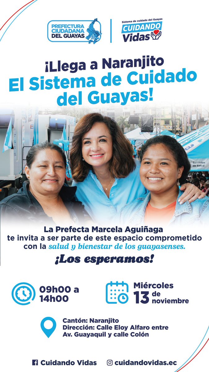 Alcaldía de Naranjito y Prefectura del Guayas invitan a jornada de cuidado el 13 de noviembre